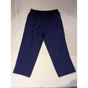 St. John Evening Marie Gray Women 14 Knit Pants Size 14 Navy Blue Pleated Waist